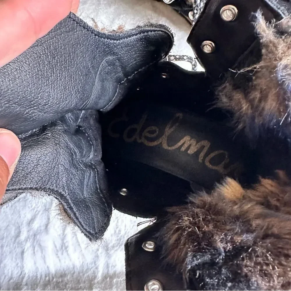 Sam Edelman Women’s Bronte Suede & Faux Fur Booties Size 7.5